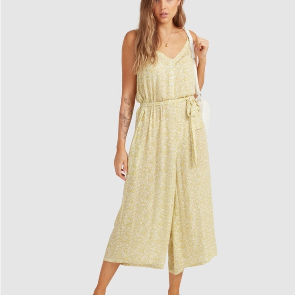Billabong Light Yellow Floral Jumpsuit